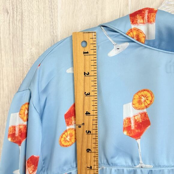 Show Me Your MuMu Satin Pajama Top Women Small Saint Spritz Cocktail Sleep Shirt - Picture 11 of 14